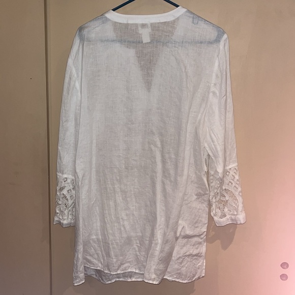 Chicos ladies size 3 linen combo top / lace - Picture 7 of 7